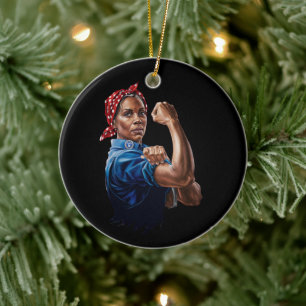 Kamala Harris 2024 Rosie the Riveter Chilless Cat Julgransprydnad Keramik