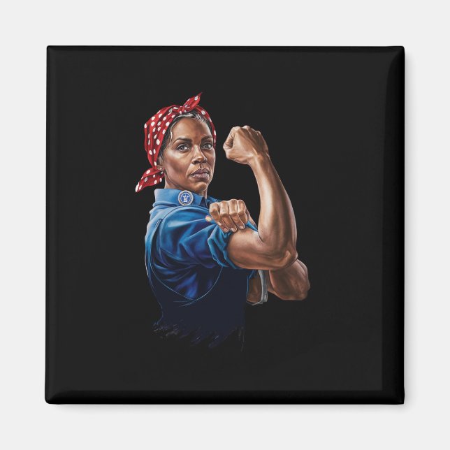 Kamala Harris 2024 Rosie the Riveter Chilless Cat Magnet (Framsidan)