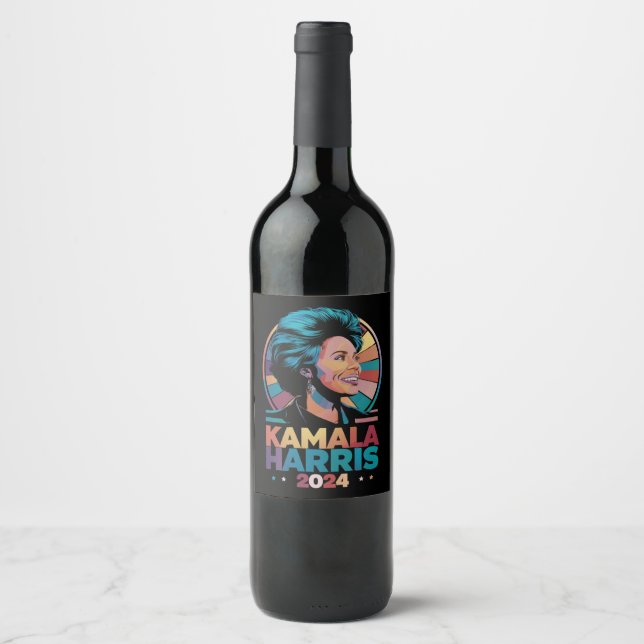 Kamala Harris 2024 Röst President Kamala Val  Vinflaska Etikett (Framsida)