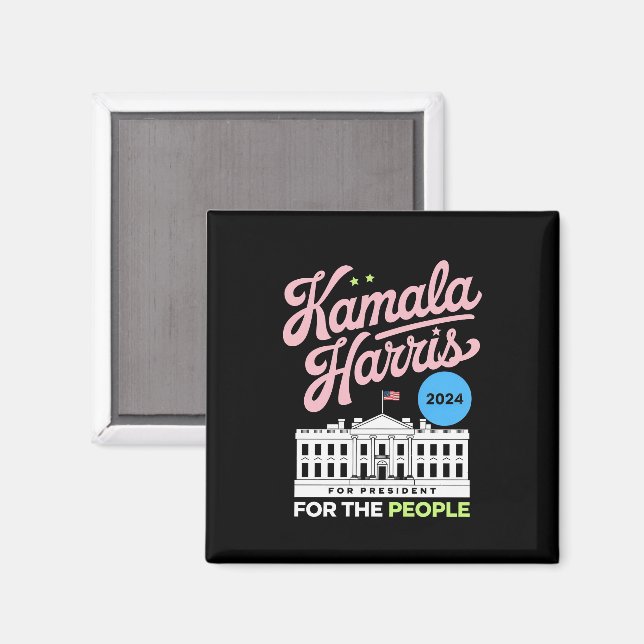Kamala Harris 2024 Social Demokrat: Röstblått Magnet (Front/Back)