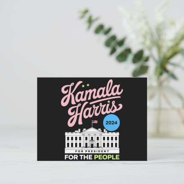 Kamala Harris 2024 Socialdemokrat Rösta Blå Vykort (Stående Fram)