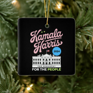 Kamala Harris 2024 Socialdemokrat Rösta Blått Julgransprydnad Keramik