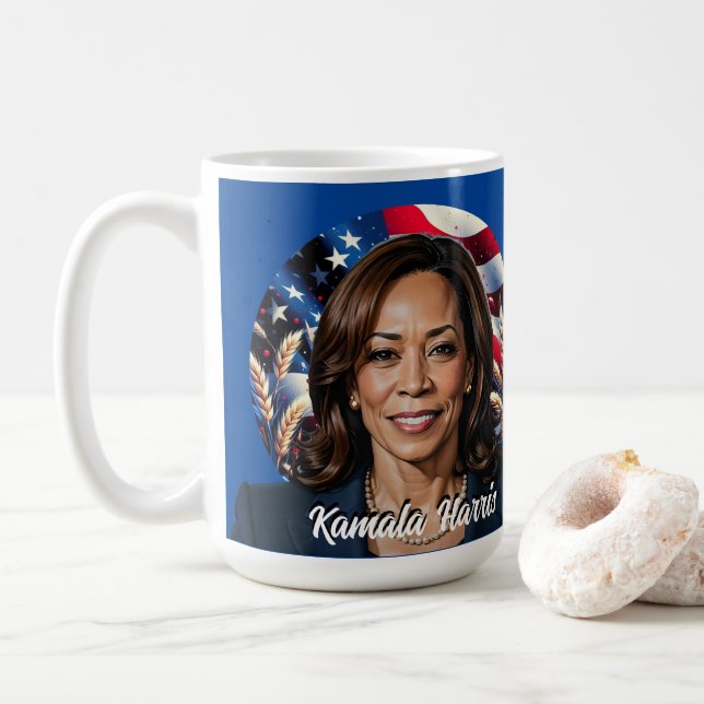 Kamala Harris 2024 Stars och stripes Kaffemugg (Med munk)