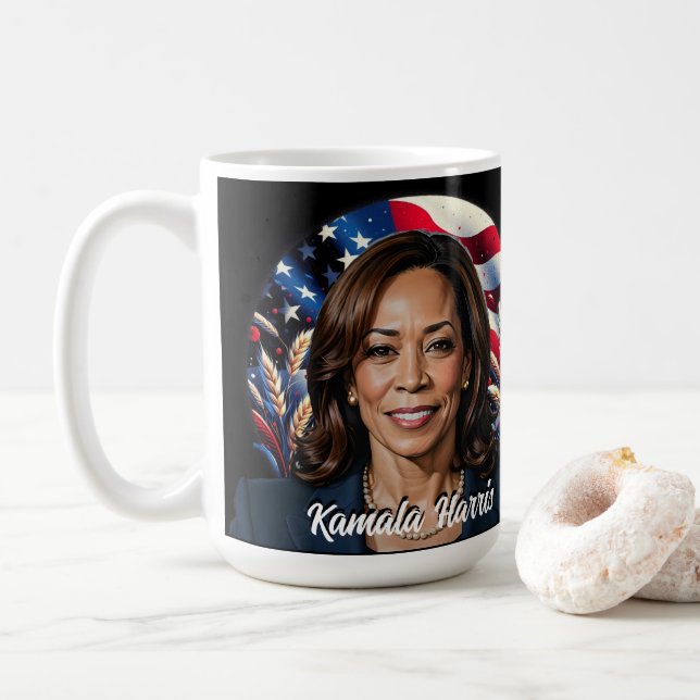 Kamala Harris 2024 Stars och stripes Kaffemugg (Med munk)