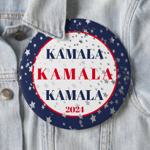 Kamala Harris 2024 Support Rött vitt blått Knapp