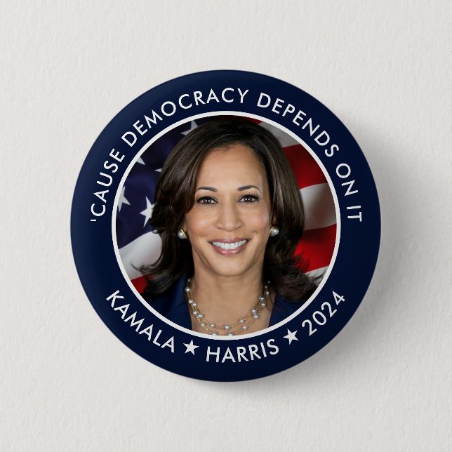 Kamala Harris 2024 till president med Photo Knapp (Framsida)