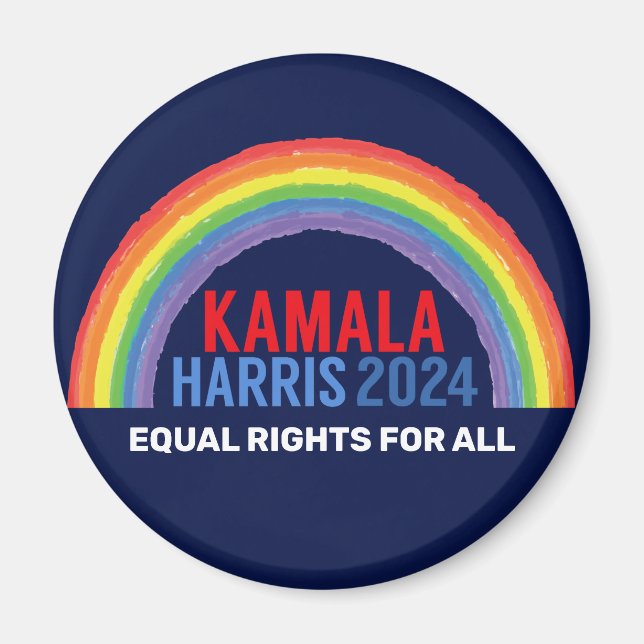 Kamala Harris 2024 Val Regnbåge HBT TQ Magnet (Framsidan)