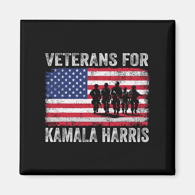 Kamala Harris 2024 Val USA flagga Militär Magnet (Framsidan)
