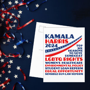 Kamala Harris 2024 Valdemokratiplattform Vykort