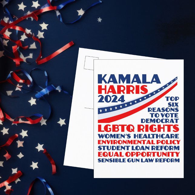 Kamala Harris 2024 Valdemokratiplattform Vykort (Skapare uppladdad)
