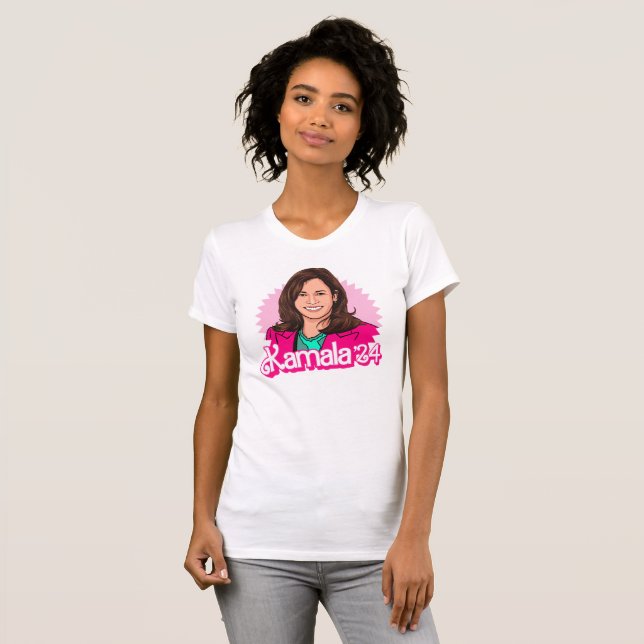 Kamala Harris "24 i Rosa T Shirt (Hel framsida)