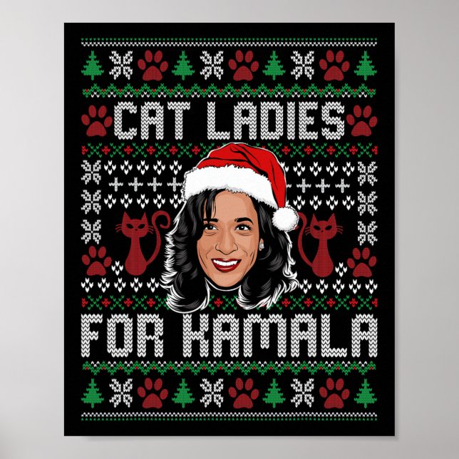 Kamala Harris 24 Ugly jul Cat Dam för Kam Poster (Framsidan)