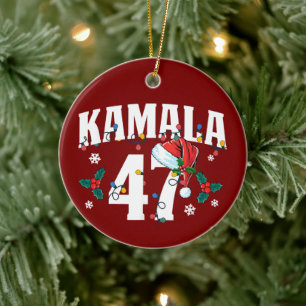 Kamala Harris 47 President God jul Santa Julgransprydnad Keramik