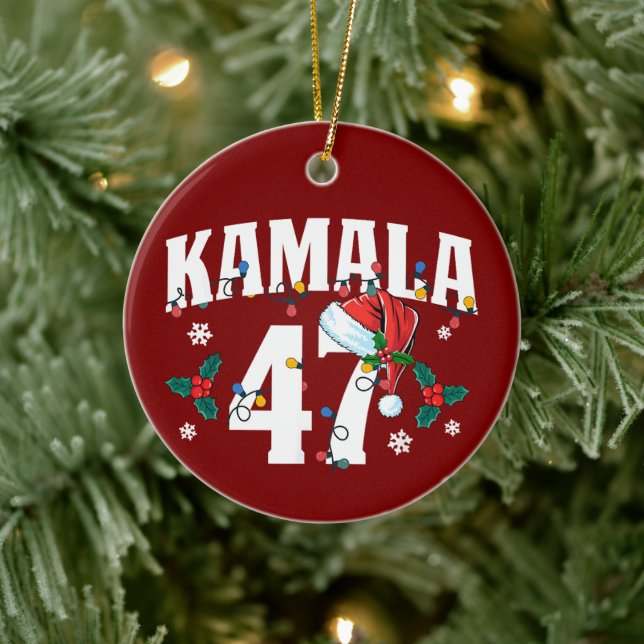 Kamala Harris 47 President God jul Santa Julgransprydnad Keramik (Träd)