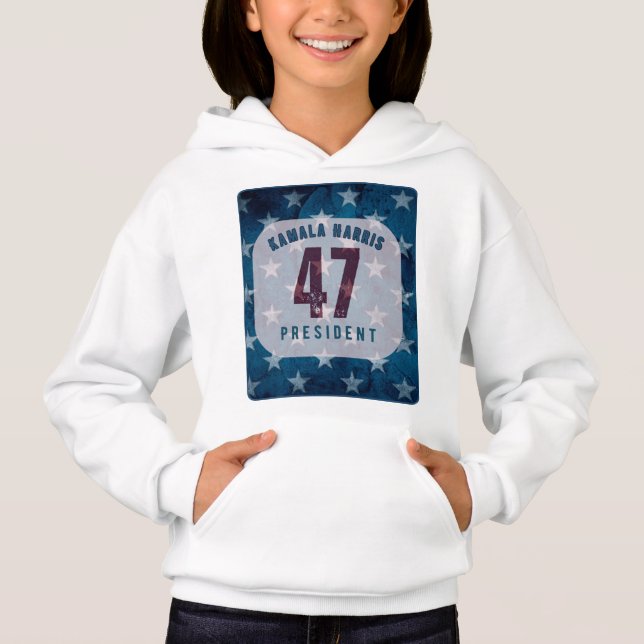 Kamala Harris 47 President. Vit T Shirt (Framsida)
