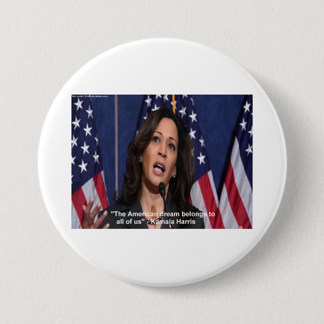 Kamala Harris & American Dream Quote Button Knapp (Framsida)