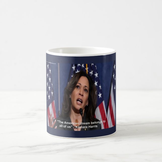 Kamala Harris & American Dream Quote Coffee Mugg (Center)
