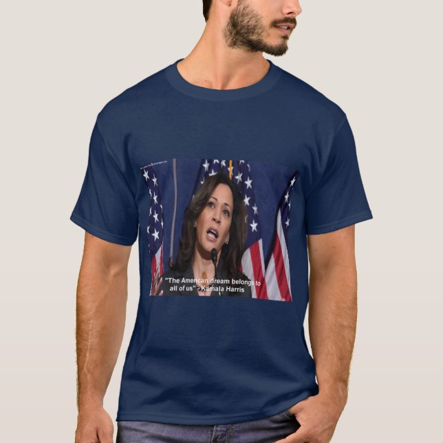 Kamala Harris & American Dream Quote Manar Tshirt T Shirt (Framsida)