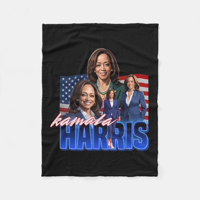 Kamala Harris American Flagga Bootleg Reboot Fleecefilt (Framsidan)