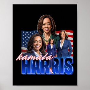 Kamala Harris American Flagga Bootleg Reboot Poster