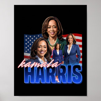 Kamala Harris American Flagga Bootleg Reboot Poster