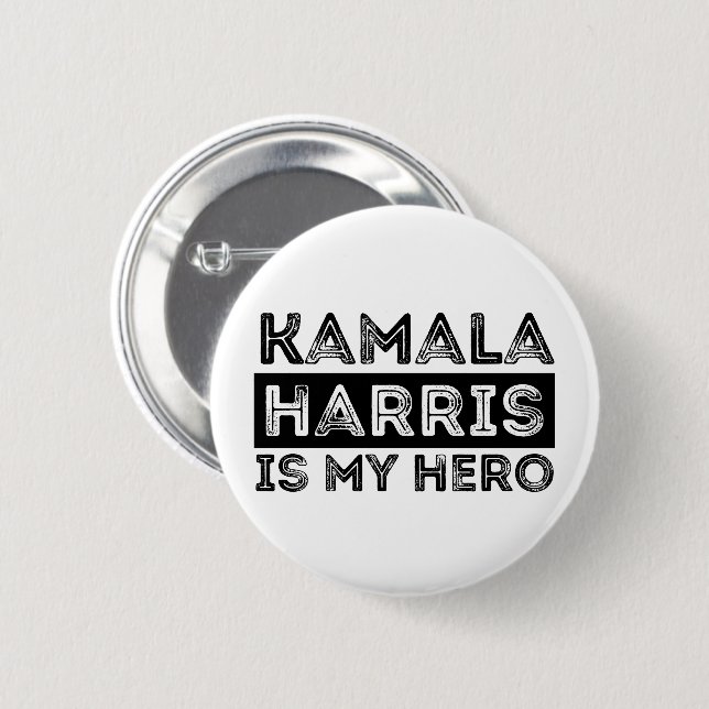 Kamala Harris är My Hero - President 2024 Knapp (Framsida & baksida)