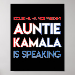 Kamala Harris Auntie Black India Poster