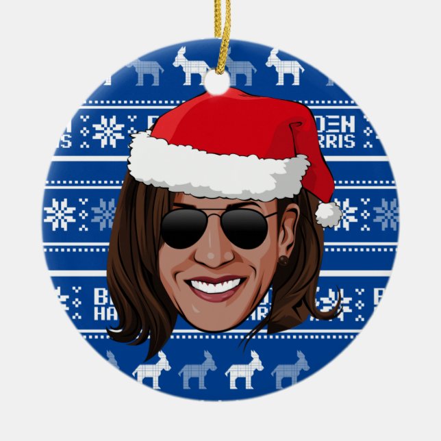 Kamala Harris Aviators Helgdag Julgransprydnad Keramik (Framsidan)