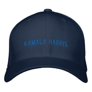 Kamala Harris blå minimalistisk typografi Broderad Keps