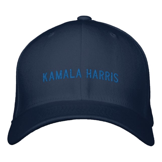 Kamala Harris blå minimalistisk typografi Broderad Keps (Framsida)
