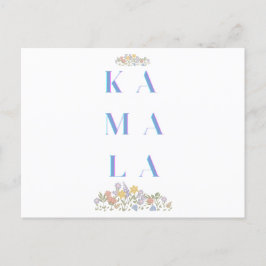 Kamala Harris. Blommor. Vit och blå Helg Vykort