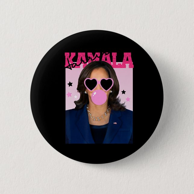 Kamala Harris Blowing Bubble Rosa Sungles Kama Knapp (Framsida)