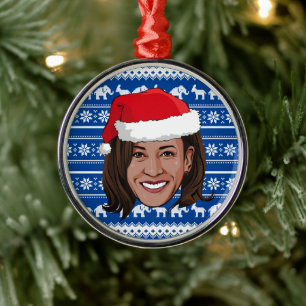 Kamala Harris Blue Helgdag Ceramic Ornamic Julgransprydnad Metall