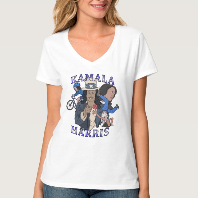 Kamala Harris Bootleg Rap Stil Val T Shirt (Framsida)