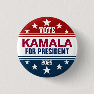 Kamala Harris Button Red, White Blue Knapp