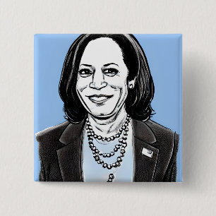 Kamala Harris Caricature Politisk Knapp