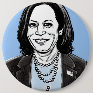 Kamala Harris Caricature Politisk Knapp
