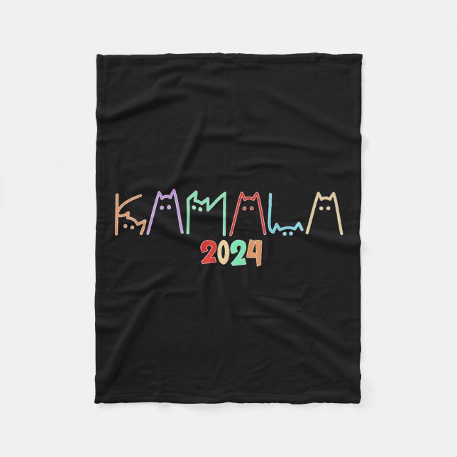 Kamala Harris Cat Lettering Funny Cat Dam för K Fleecefilt (Framsidan)