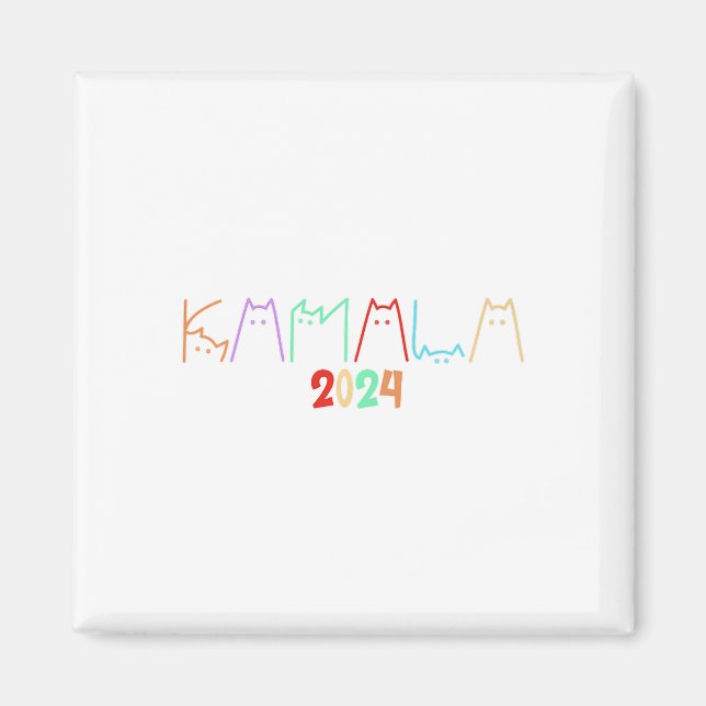 Kamala Harris Cat Lettering Funny Cat Dam för K Magnet (Framsidan)