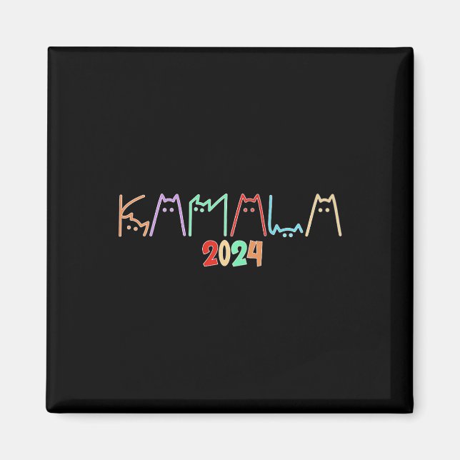 Kamala Harris Cat Lettering Funny Cat Dam för K Magnet (Framsidan)