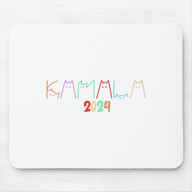 Kamala Harris Cat Lettering Funny Cat Dam för K Musmatta (Framsidan)