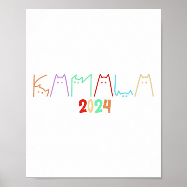 Kamala Harris Cat Lettering Funny Cat Dam för K Poster (Framsidan)