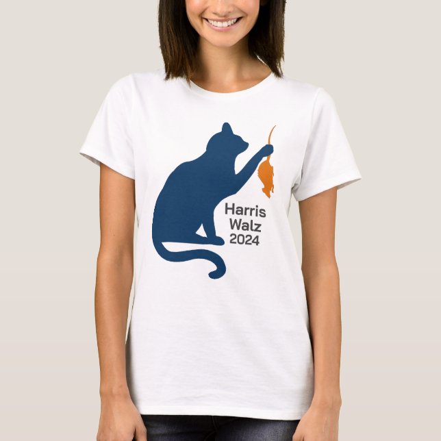 Kamala Harris Cat w Orange Råtta T Shirt (Framsida)