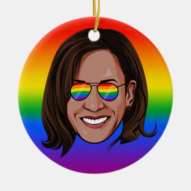 Kamala Harris - Chef för Aviators Rainbow Julgransprydnad Keramik (Framsidan)