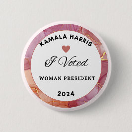 Kamala Harris Circle Button. Rosa Färg. Knapp