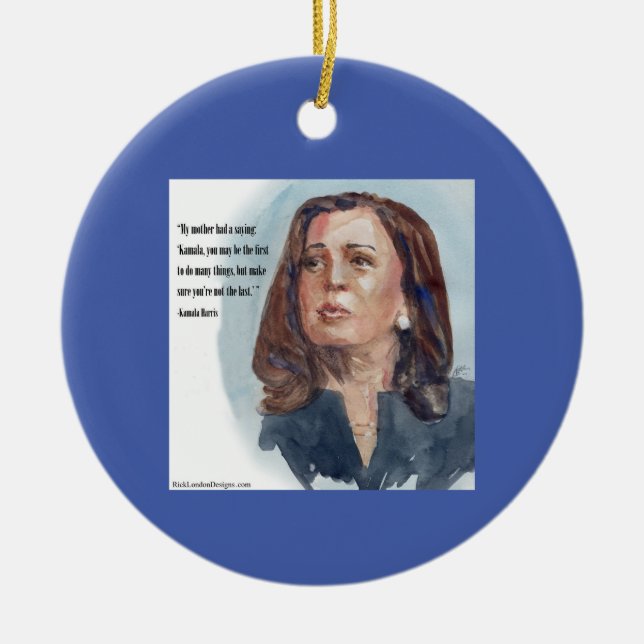 Kamala Harris & Citat Julgransprydnad Keramik (Framsidan)