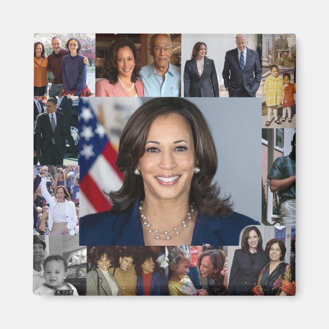 Kamala Harris Collage Photo Magnet (Framsidan)