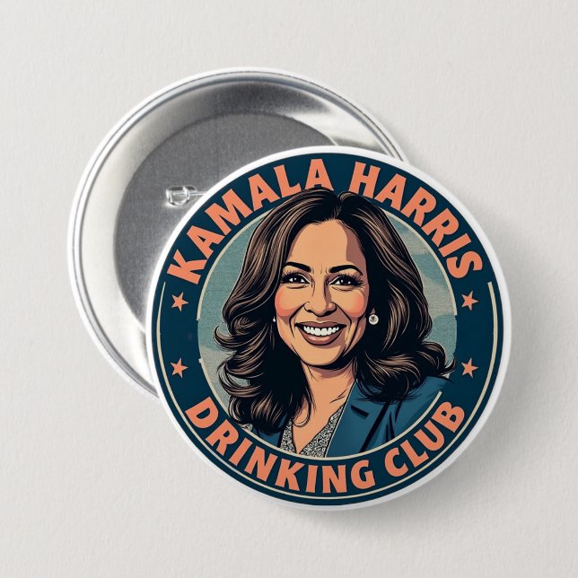 Kamala Harris Drinking Klubb Knapp (Framsida & baksida)