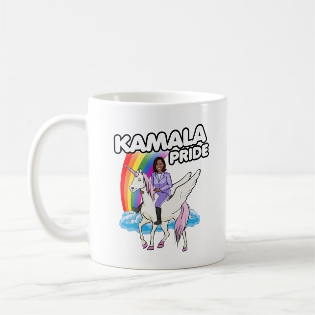 KAMALA HARRIS ENHÖRNING STOLTSHET T-Shirt Kaffemugg (Vänster)