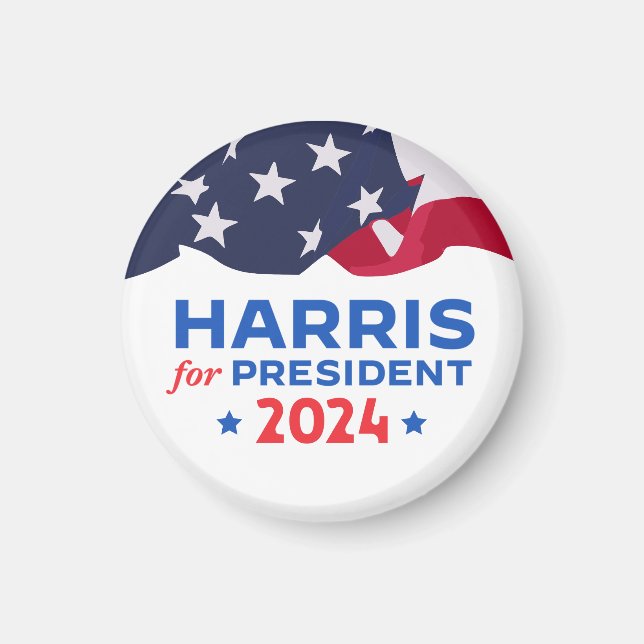 Kamala Harris För president 2024 Amerikanska flagg Magnet (Framsidan)